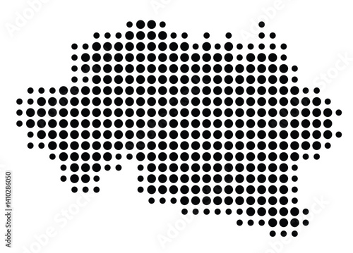 Symbol Map of the Departement Allier (France) showing the territory with a pattern of black circles