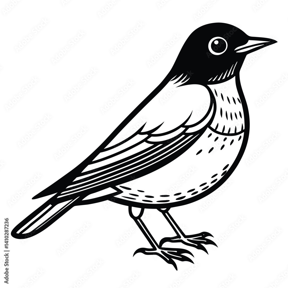 Obraz premium American Robin illustration flat vector design