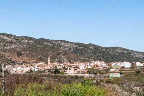Obraz na płótnie a view of a village in the mountains .La vall de gallinera, Alicante, Spain w salonie