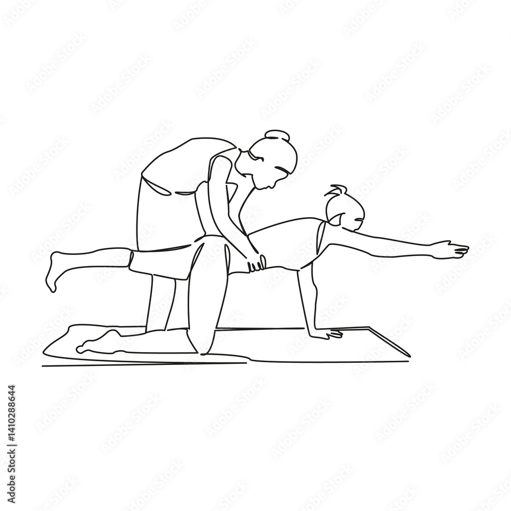 One continuous single drawing line art flat doodle yoga, fitness, trainer, instructor, sport, stretching, workout. Isolated image hand draw contour on a white background, hand drawn, not AI One continuous single drawing line art flat doodle yoga, fitness, trainer, instructor, sport, stretching, workout. Isolated image hand draw contour on a white background, hand drawn, not AI