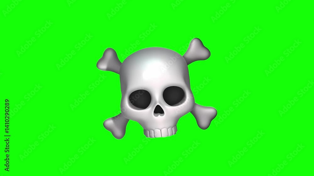 video animation icon skull head, in concept malware software virus or hacker computer halloween danger. On a transparent background.
