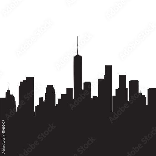 New York city silhouette of cityscape white background