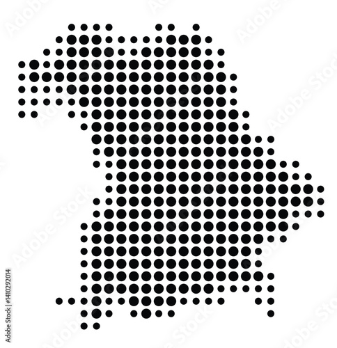 Symbol Map of the Bundesland Bayern (Germany) showing the Bundesland with a pattern of black circles