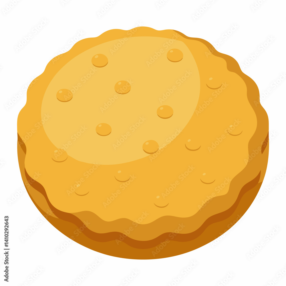 A single yellow cookie placed on a clean white background. A single yellow cookie placed on a clean white background.