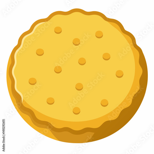 A single yellow cookie placed on a clean white background.