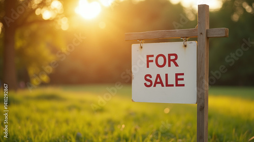 Wallpaper Mural A 'for sale' sign on a lush green lawn, symbolizing land availability for home building. Torontodigital.ca