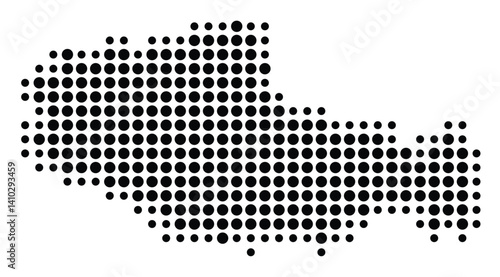 Symbol Map of the Autonomous Region Xizang (People's Republic of China) showing the territory with a pattern of black circles