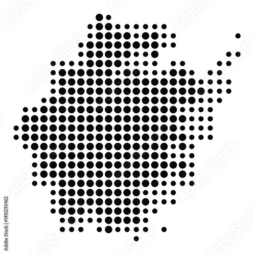Symbol Map of the Province Zhejiang (People's Republic of China) showing the territory with a pattern of black circles