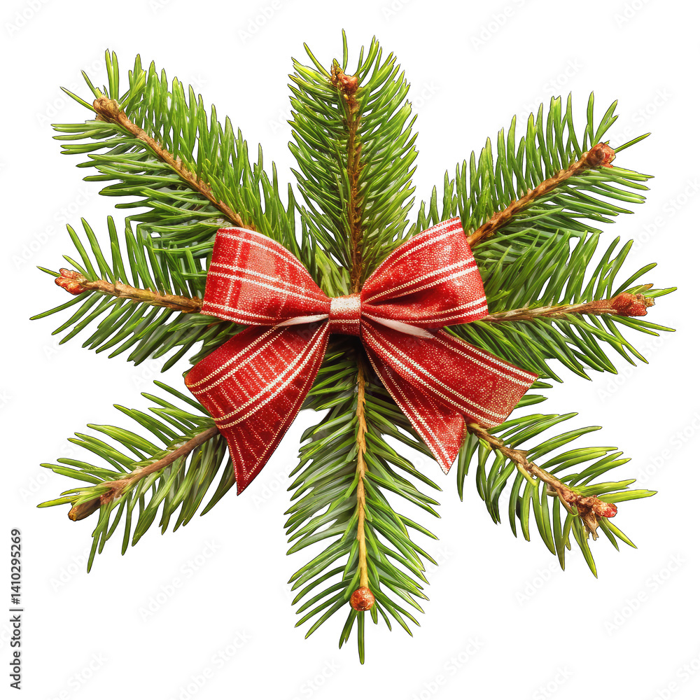 christmas tree branch with red bow