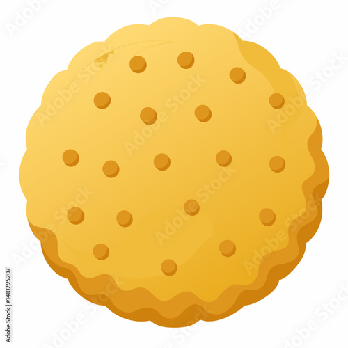 A single yellow cookie placed on a clean white background.