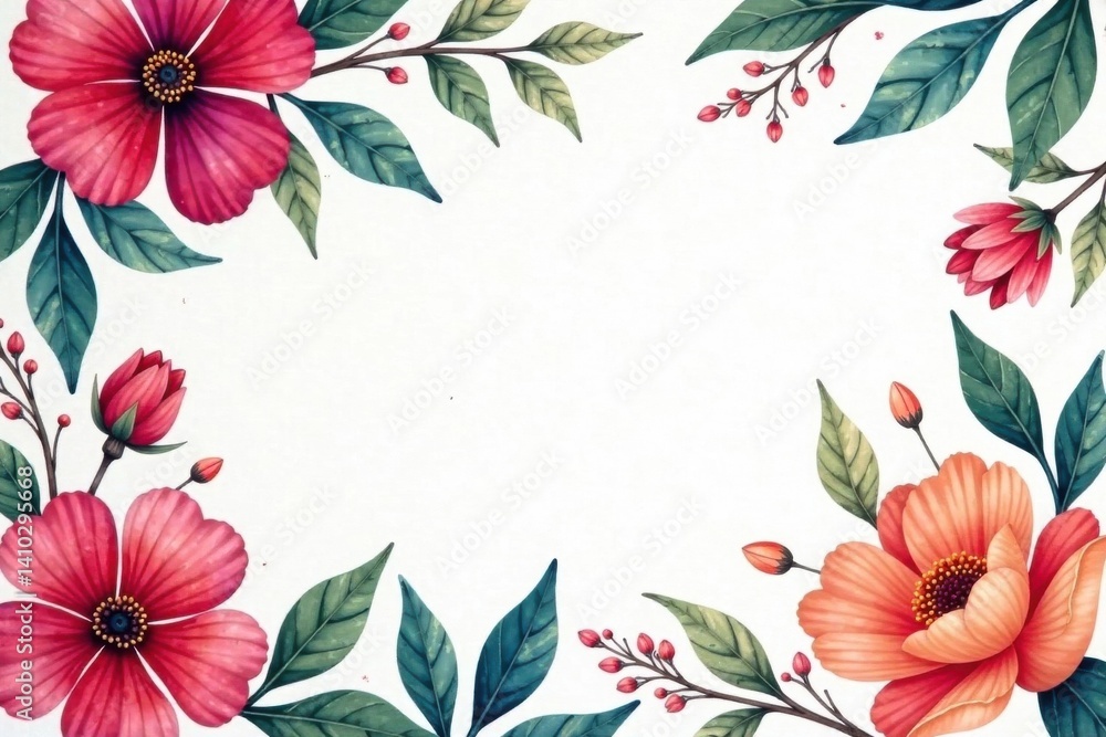 Fototapeta premium Vibrant business card with floral design on watercolor background, business card designs, corporate id cards, business cards vector