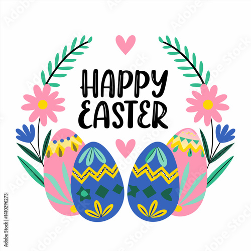Happy Easter day. Ester decoration. Cute Easter background
