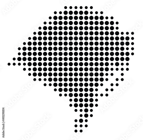 Symbol Map of the State Rio Grande do Sul (Brazil) showing the territory with a pattern of black circles