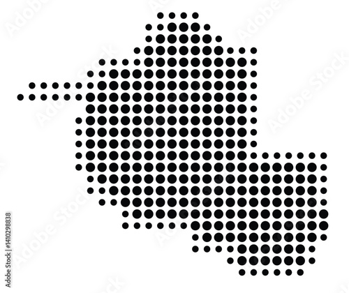 Symbol Map of the State Rondonia (Brazil) showing the territory with a pattern of black circles