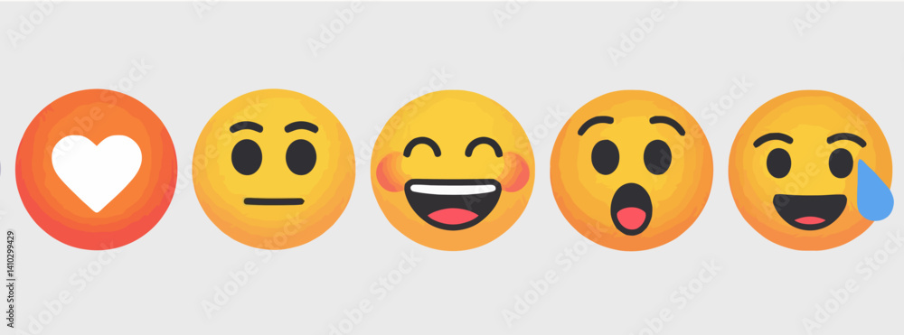 Obraz premium Colorful Social Emoticon Vector Set