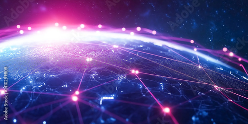 3D Business Network Concept with Server Rooms Connected to Highlight Digital Transformation and Technological Advancements in Business