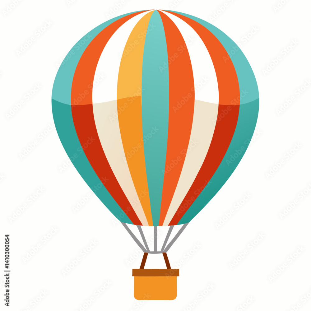 Fototapeta premium Hot Air Balloon in vibrant colors against a plain background