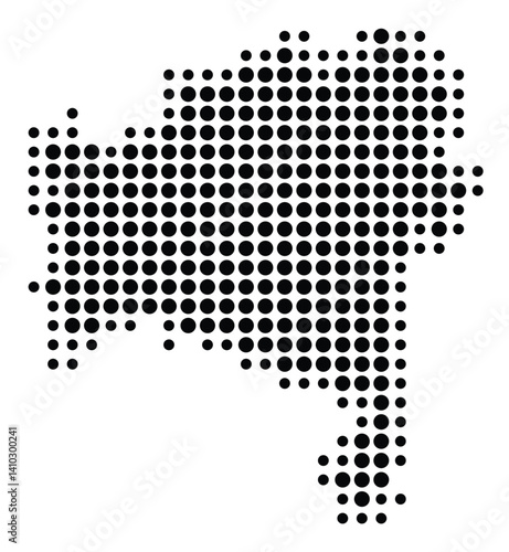 Symbol Map of the State Bahia (Brazil) showing the territory with a pattern of black circles