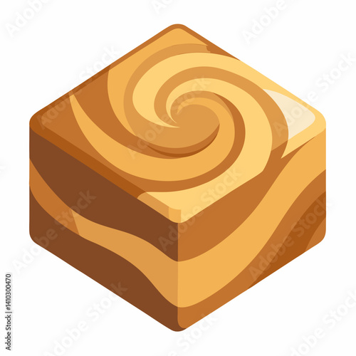 A cube of brown sugar placed on a clean white background, highlighting its rich color and texture.