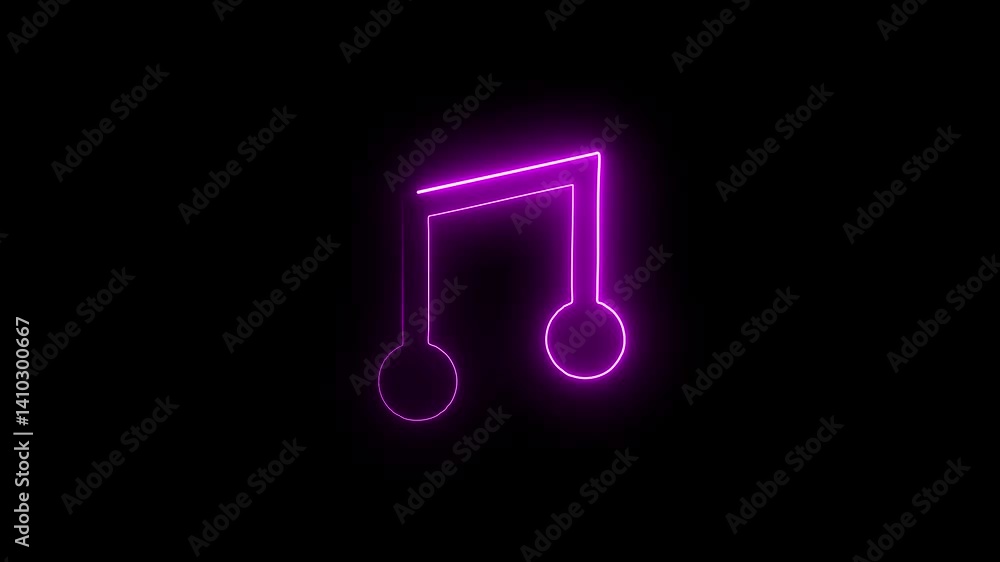 Abstract Glowing blue neon line audio music player icon animation.Music notes glowing sign of purple colors. Glowing neon note sign, melody.purple neon line and black background Abstract Glowing blue neon line audio music player icon animation.Music notes glowing sign of purple colors. Glowing neon note sign, melody.purple neon line and black background