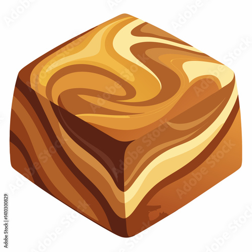 A cube of brown sugar placed on a clean white background, highlighting its rich color and texture.