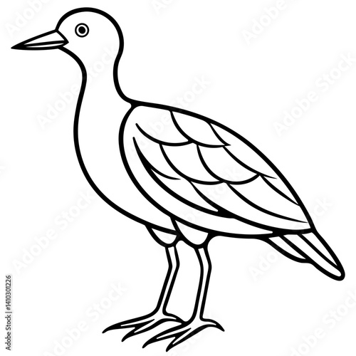 Obraz na płótnie Black and White Line Art Illustration of a Bird. w salonie