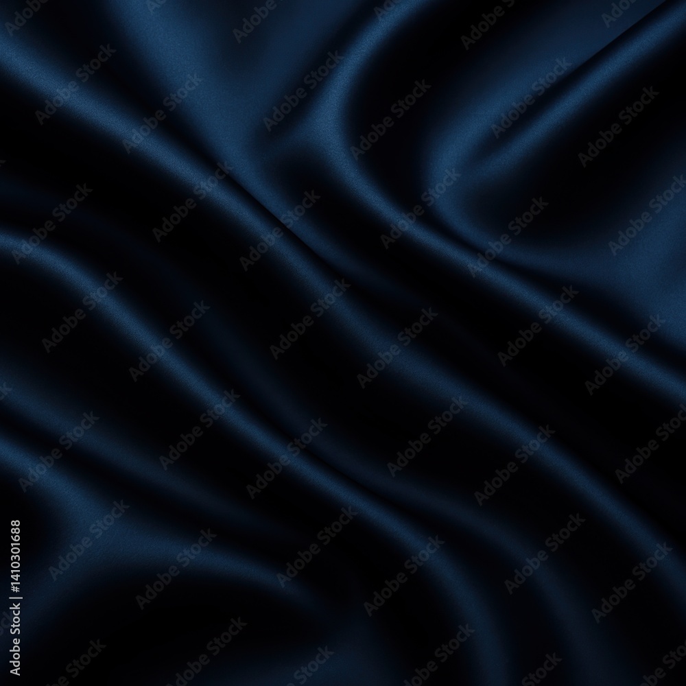 Obraz premium Navy Blue Silk Satin Texture Background with Soft Wavy Folds for Elegant Design