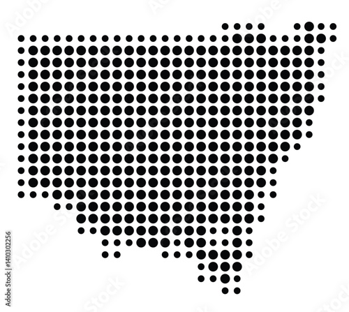 Symbol Map of the State New South Wales (Australia) showing the territory with a pattern of black circles