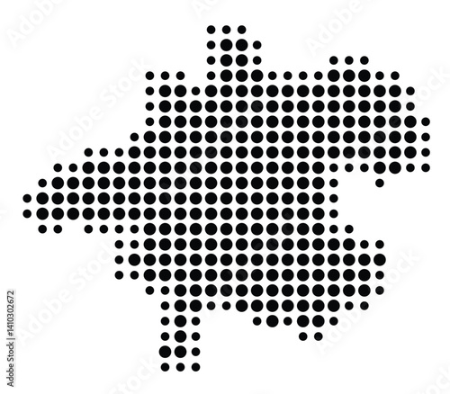 Symbol Map of the Bundesland Oberoesterreich (Austria) showing the Bundesland with a pattern of black circles
