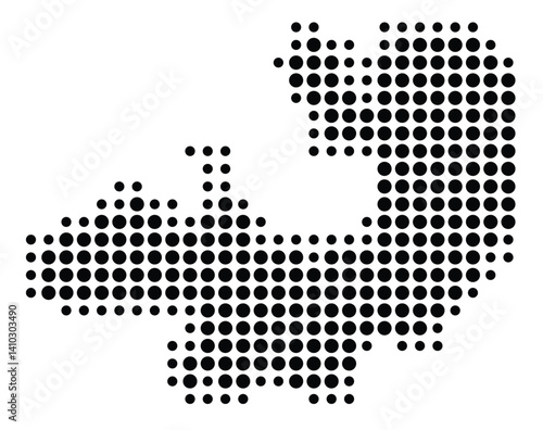 Symbol Map of the Province Salta (Argentina) showing the territory with a pattern of black circles