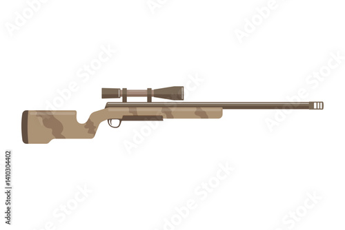 Modern hunting rifle with telescopic sight. Guns for hunting and sports are isolated on a white background.