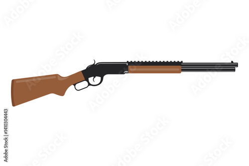 Weapons for hunting and sport isolate on a white background. Double-barreled hunting shotgun.