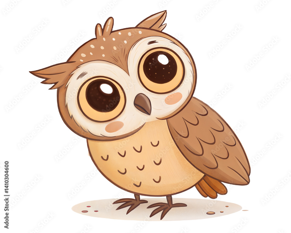 Fototapeta premium Cute hand-drawn owl with big round eyes 