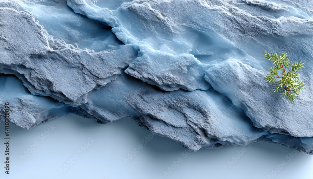 Naklejka premium Blue stone texture with small plant