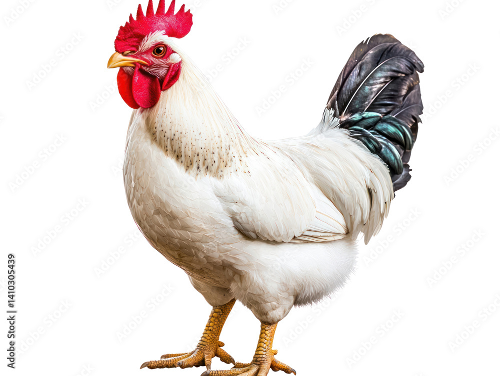 Fototapeta premium Vibrant chicken portrait farm setting cutout background natural environment close-up view animal concept