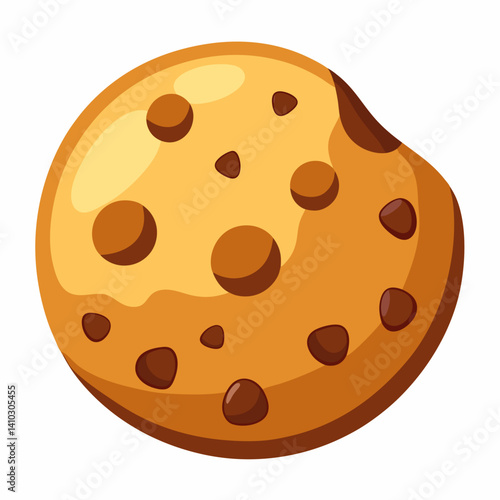 A single chocolate chip cookie placed on a clean white background.