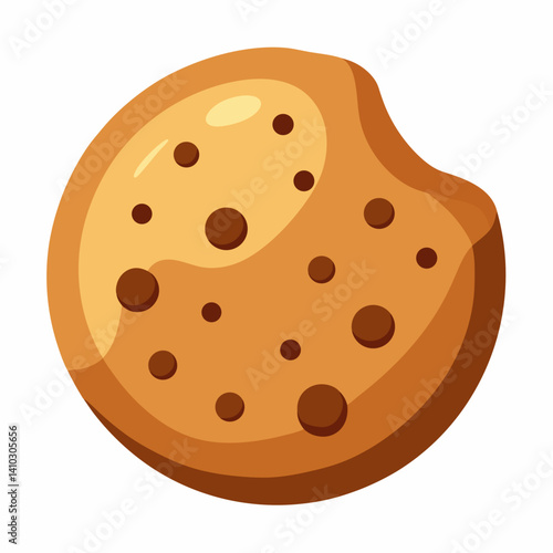 A single chocolate chip cookie placed on a clean white background.