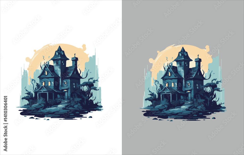 Halloween Vector , Halloween house Vector ,Horror Vector , Horror house Vector ,