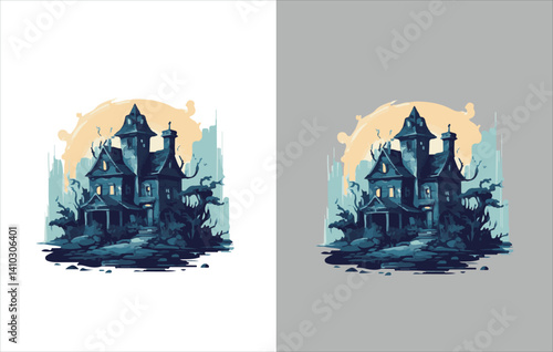 Obraz na płótnie Halloween Vector , Halloween house Vector ,Horror Vector , Horror house Vector , w salonie