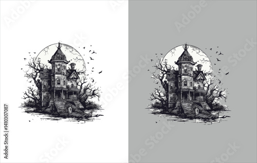Obraz na płótnie Halloween Vector , Halloween house Vector ,Horror Vector , Horror house Vector , w salonie