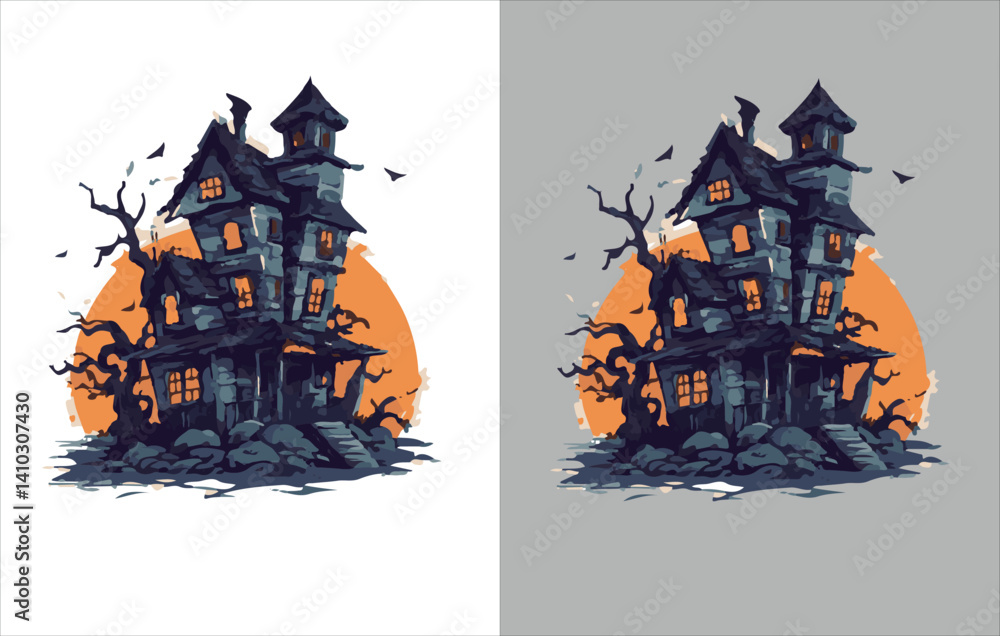 Halloween Vector , Halloween house Vector ,Horror Vector , Horror house Vector ,