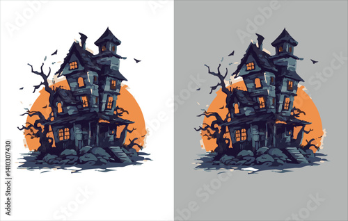 Obraz na płótnie Halloween Vector , Halloween house Vector ,Horror Vector , Horror house Vector , w salonie