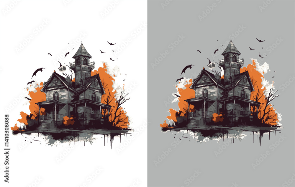 Halloween Vector , Halloween house Vector ,Horror Vector , Horror house Vector ,