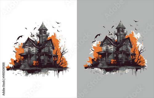 Obraz na płótnie Halloween Vector , Halloween house Vector ,Horror Vector , Horror house Vector , w salonie