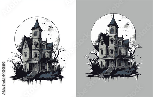 Obraz na płótnie Halloween Vector , Halloween house Vector ,Horror Vector , Horror house Vector , w salonie