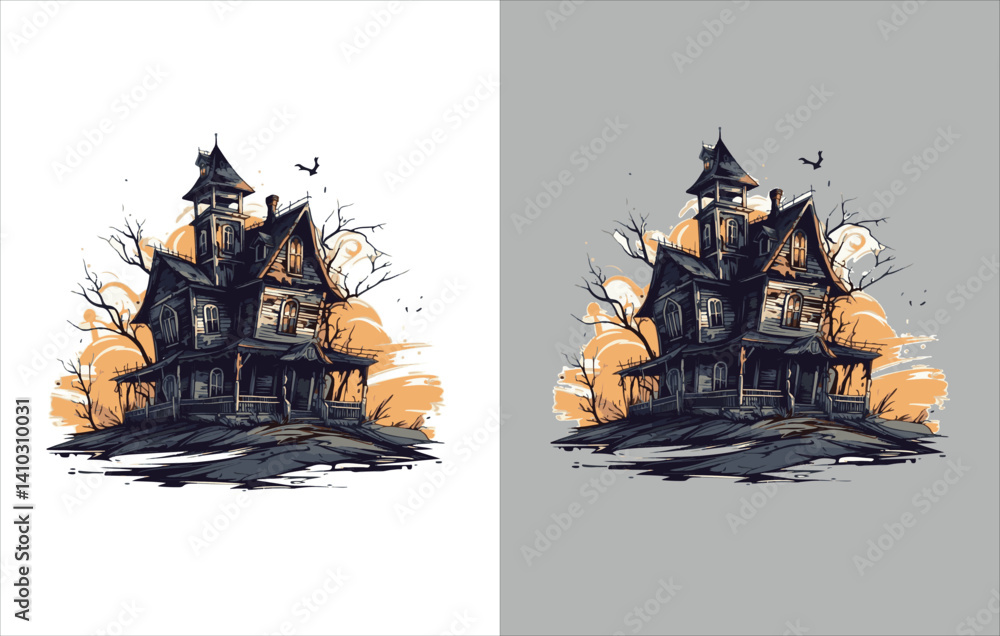 Halloween Vector , Halloween house Vector ,Horror Vector , Horror house Vector ,