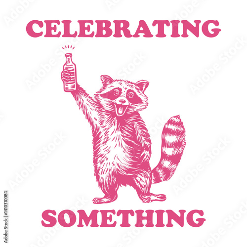 Raccoon Drinking Typography T-shirt Design 