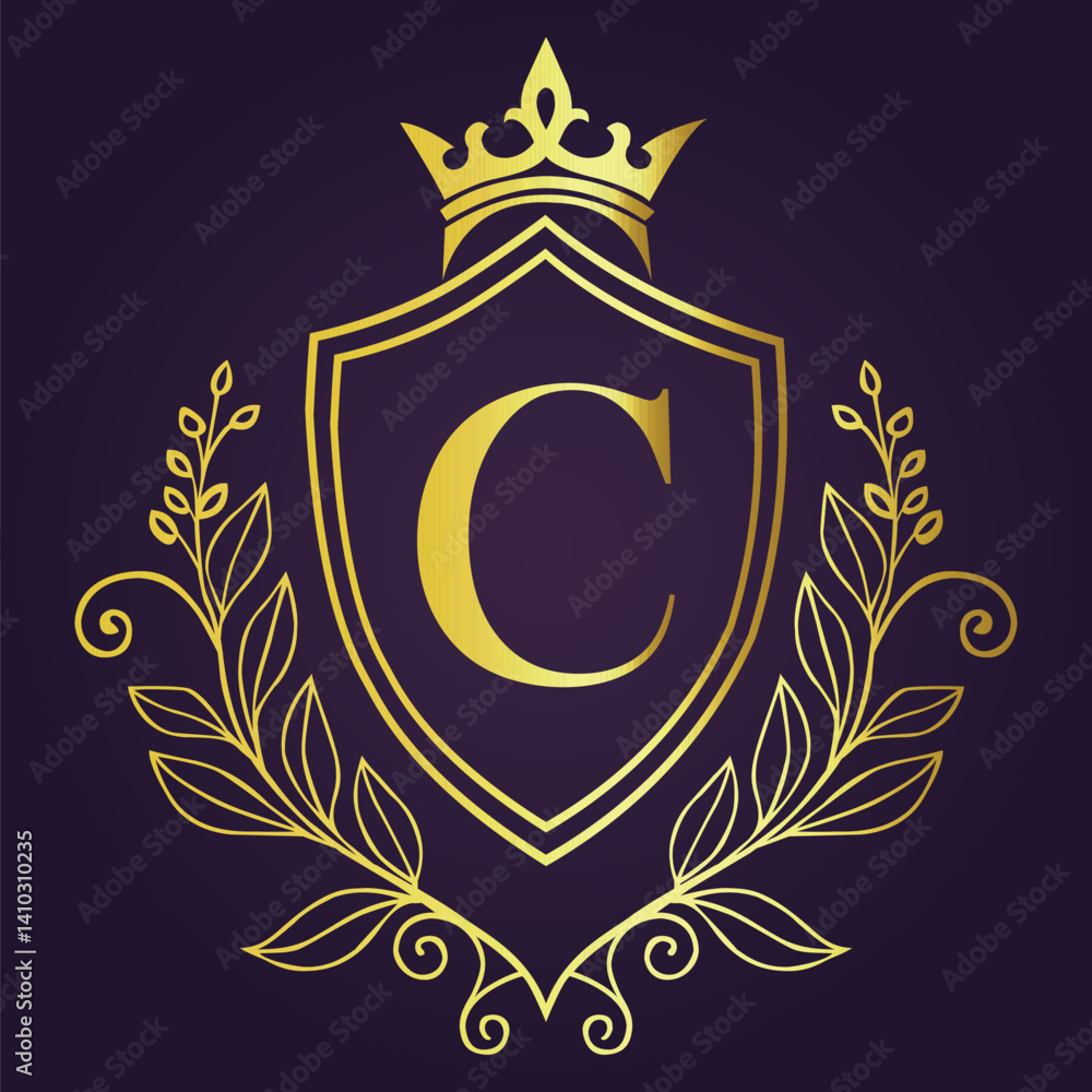 Fototapeta premium Letter C luxury and Royale brand logo concept design 
