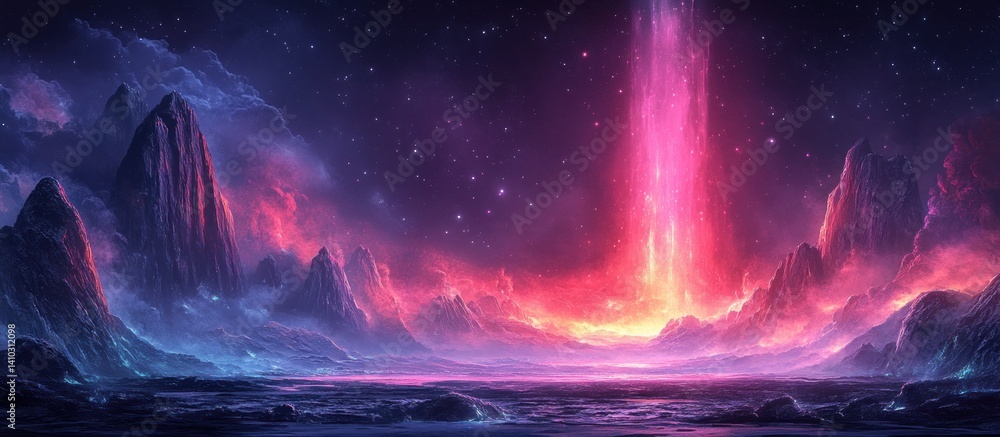 Cosmic energy erupts over mountain peaks Cosmic energy erupts over mountain peaks