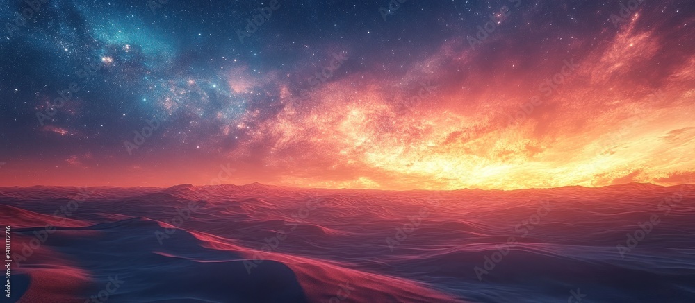 Obraz premium Starry Desert Sunset